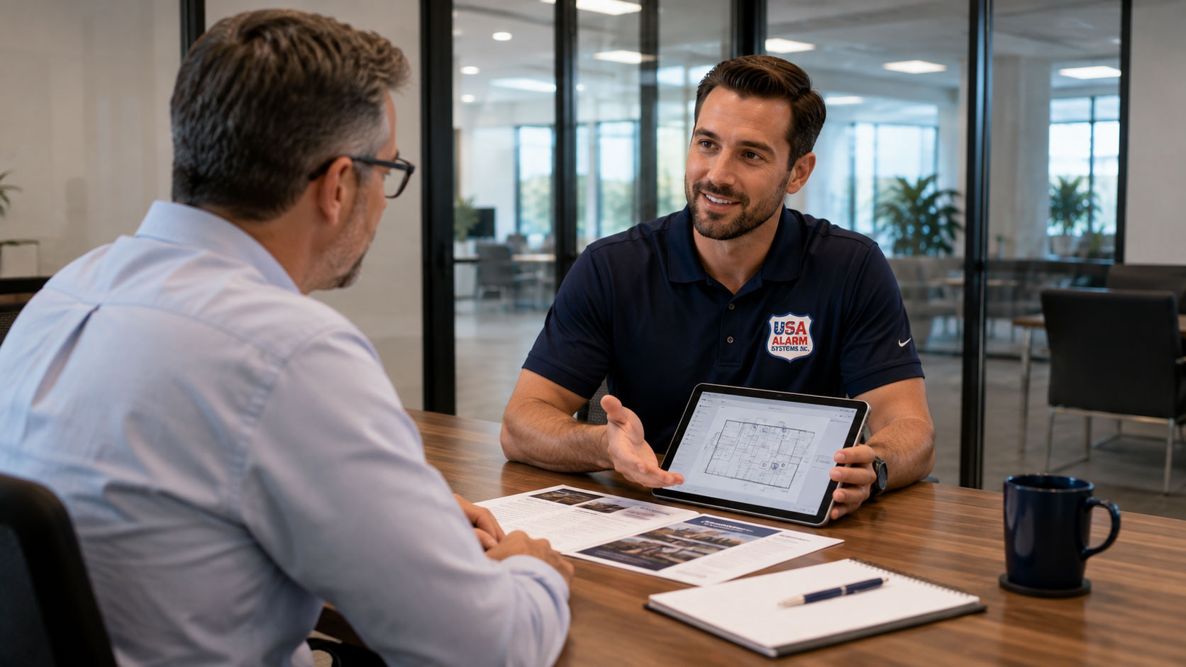 Business consultation with security system documentation