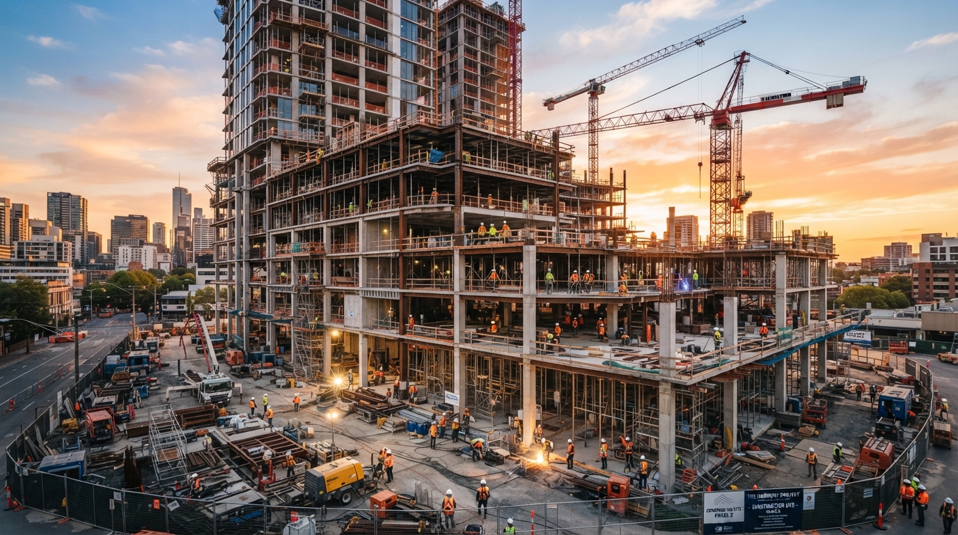 MARDAN Construction site with active building work