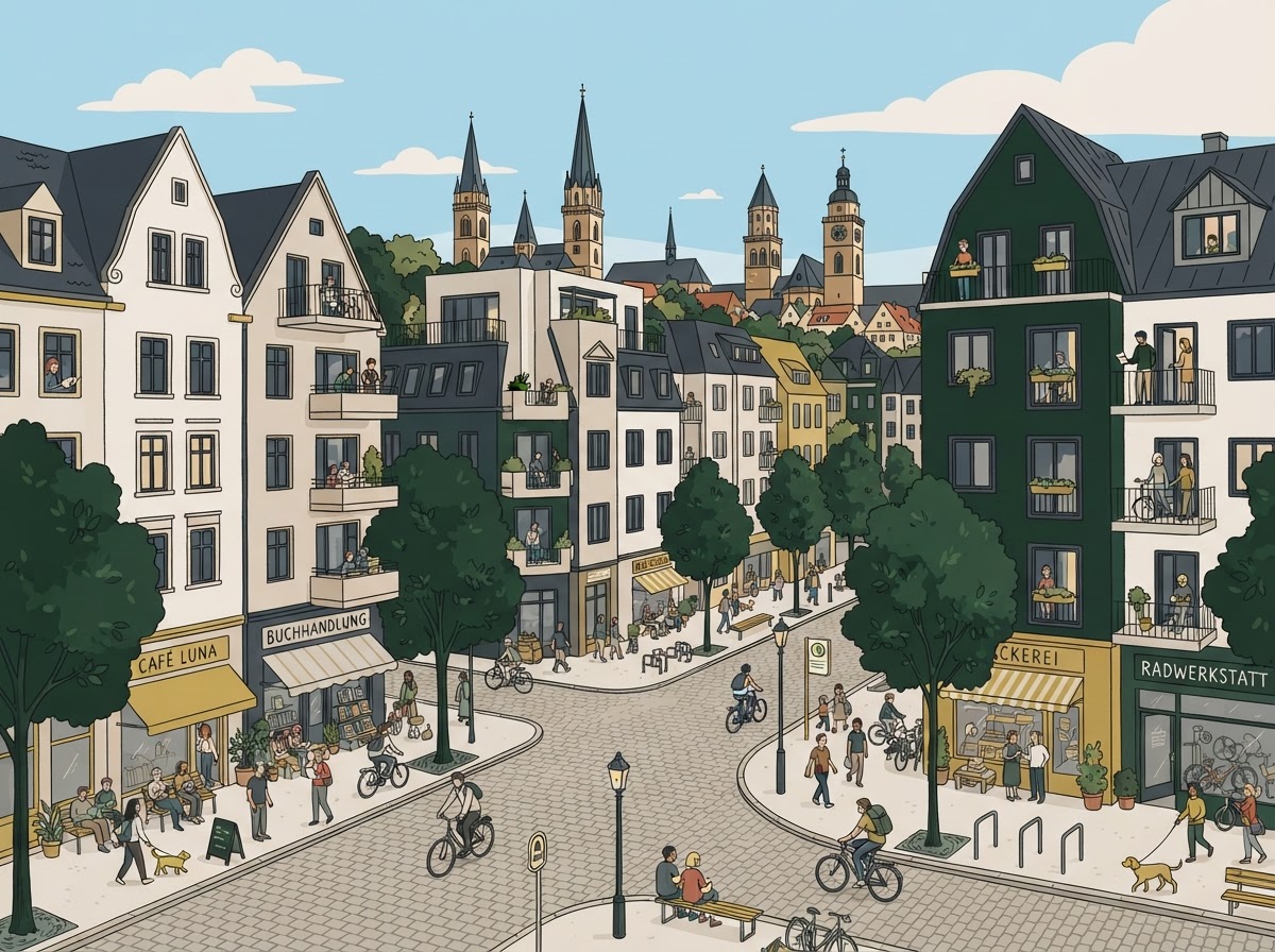 Symbolbild: Gehobenes Wohnviertel mit Gründerzeitbau – Illustration