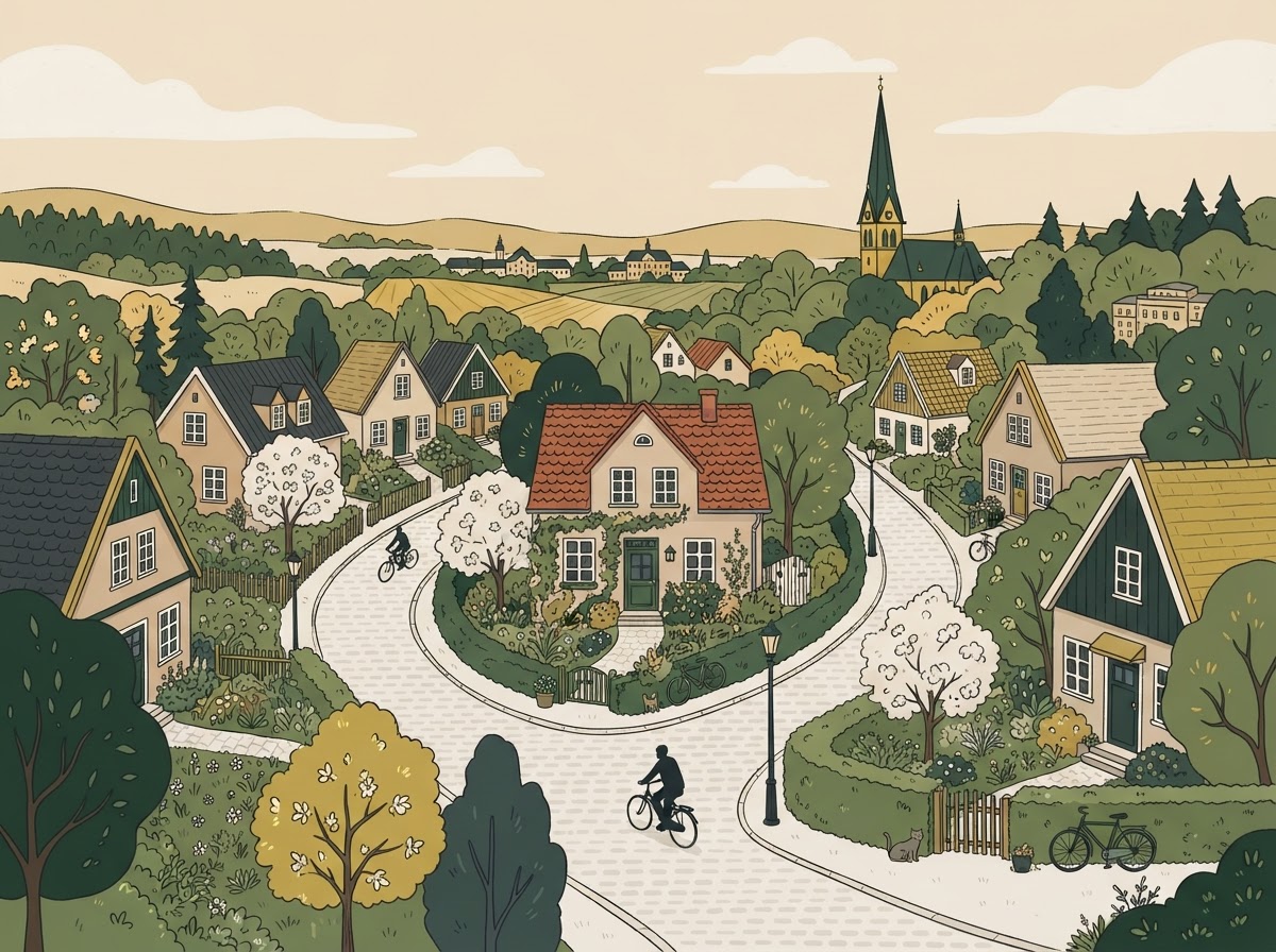 Symbolbild: Studentisch geprägtes Wohnviertel mit Häusern – Illustration