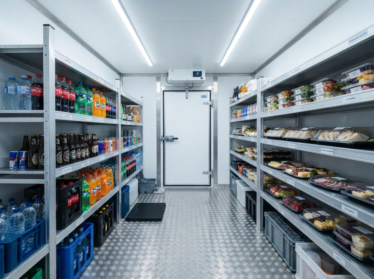Interior of a mobile coolroom available for hire on the Gold Coast