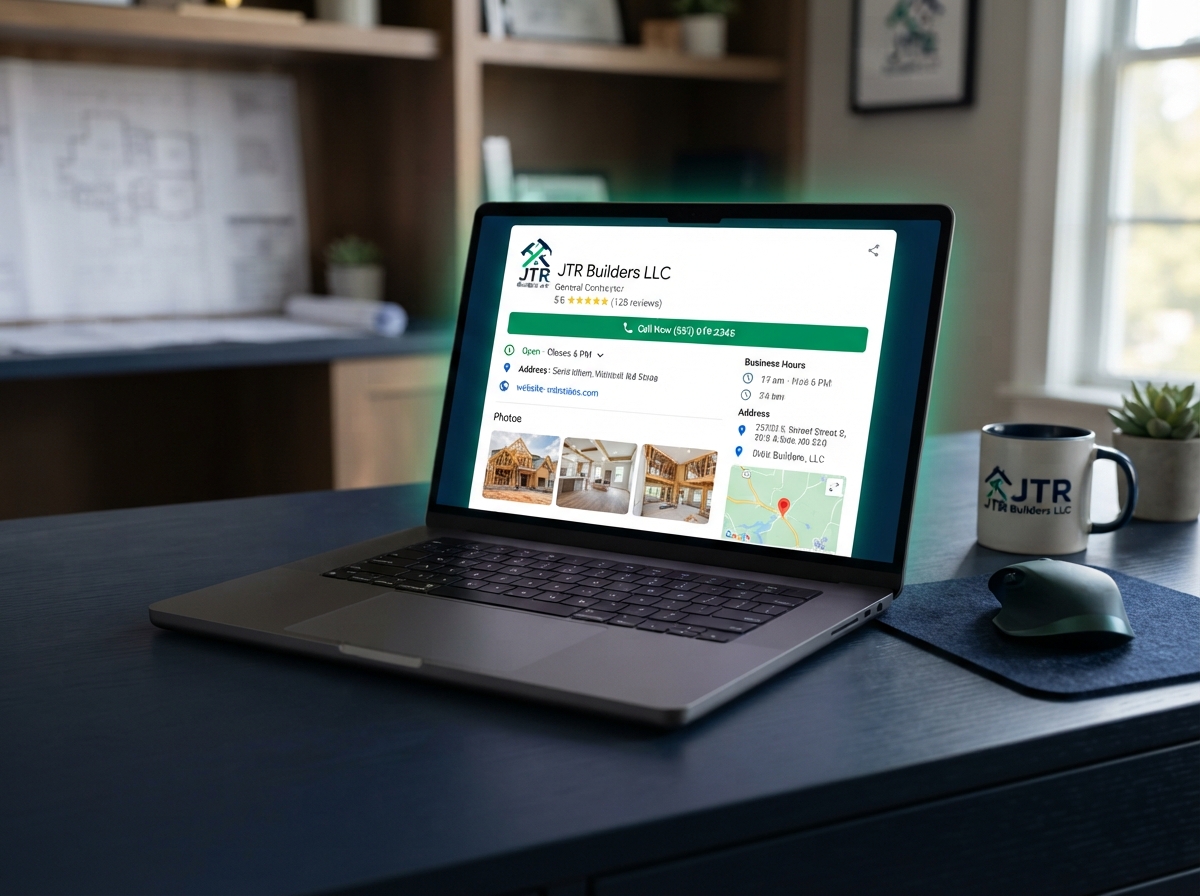JTR Builders LLC Google Business Profile on laptop