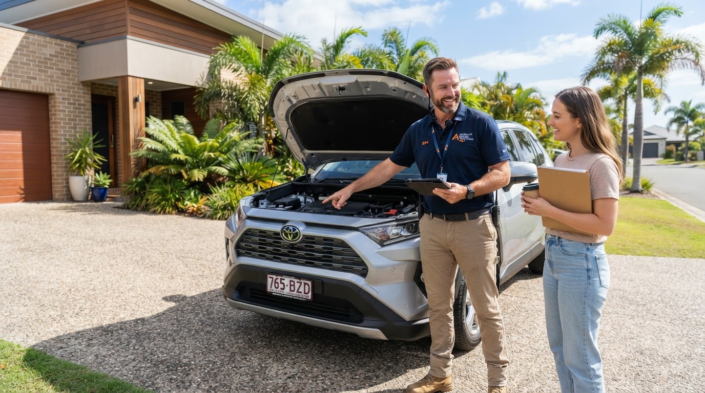 Queensland Transport Accredited Mobile Vehicle Inspector in Dark Uniform
