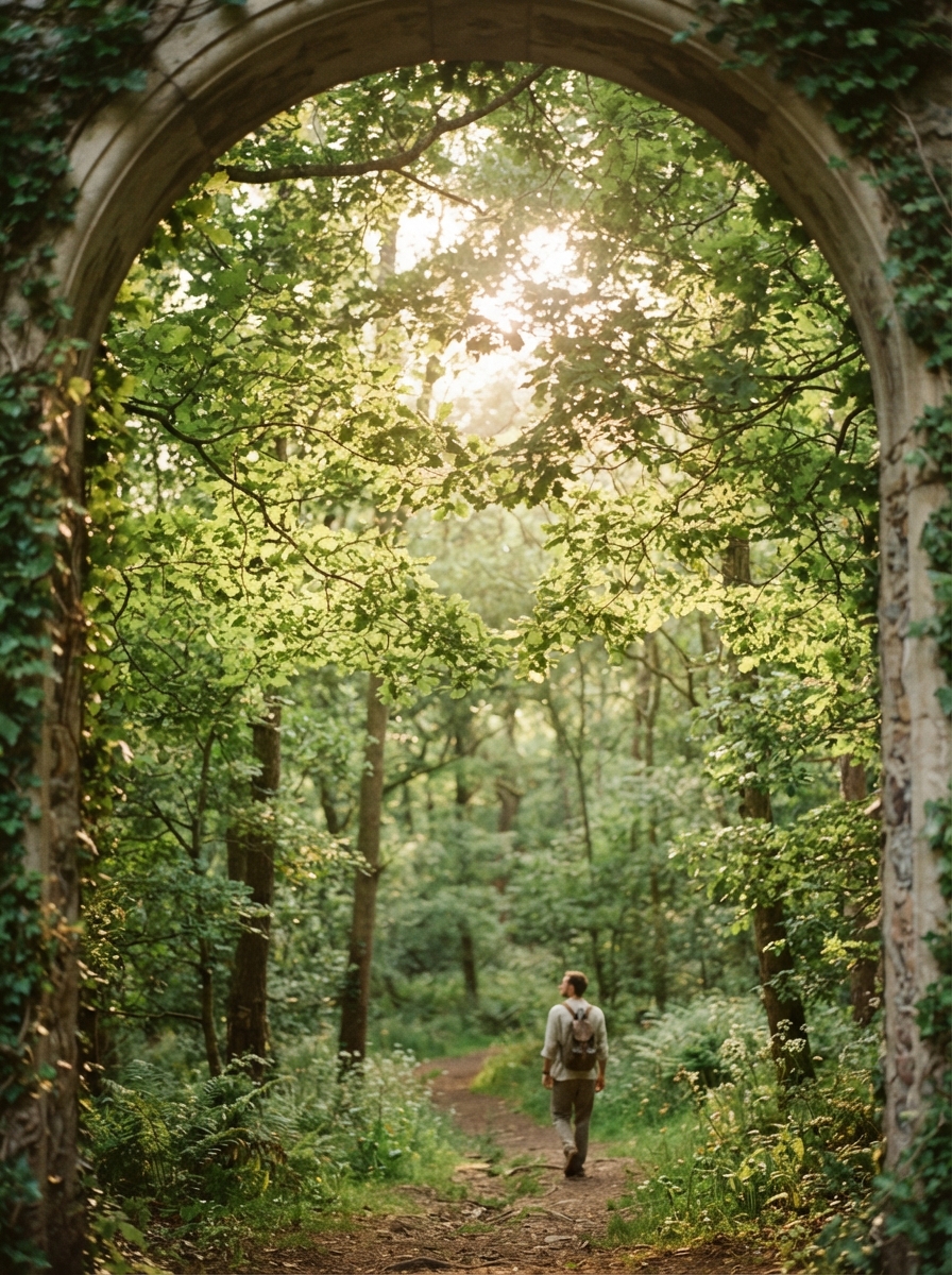 Sunlight filtering through green leaves