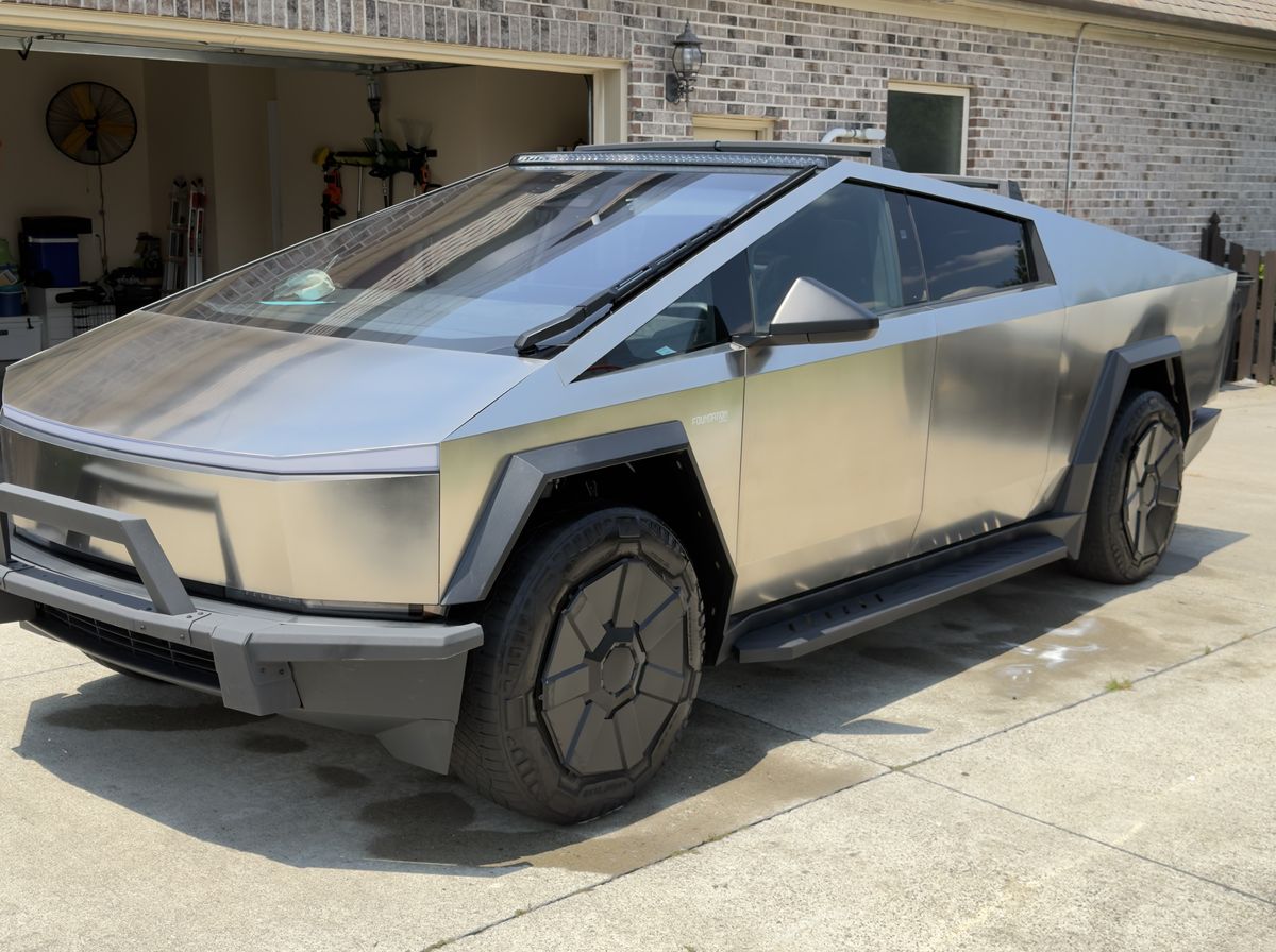 Tesla Cybertruck detailed at a Triad home