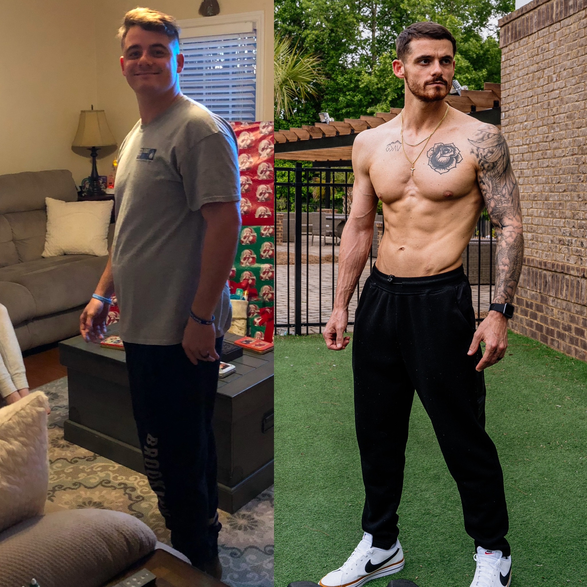 Zack Davis transformation — before and after showing his physical and mental journey from unconfident to leader