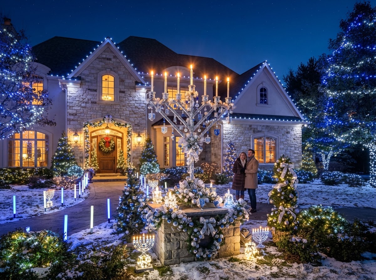 Hanukkah lighting installation