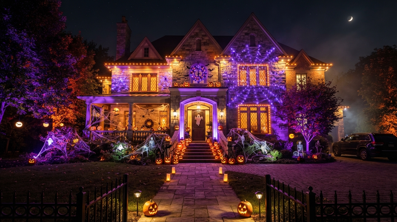 Halloween lighting installation