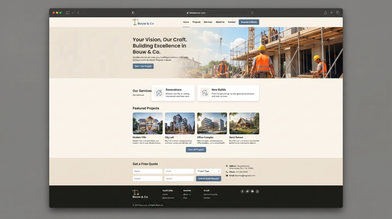 Conceptwebsite voor Aannemer: Bouw & Co