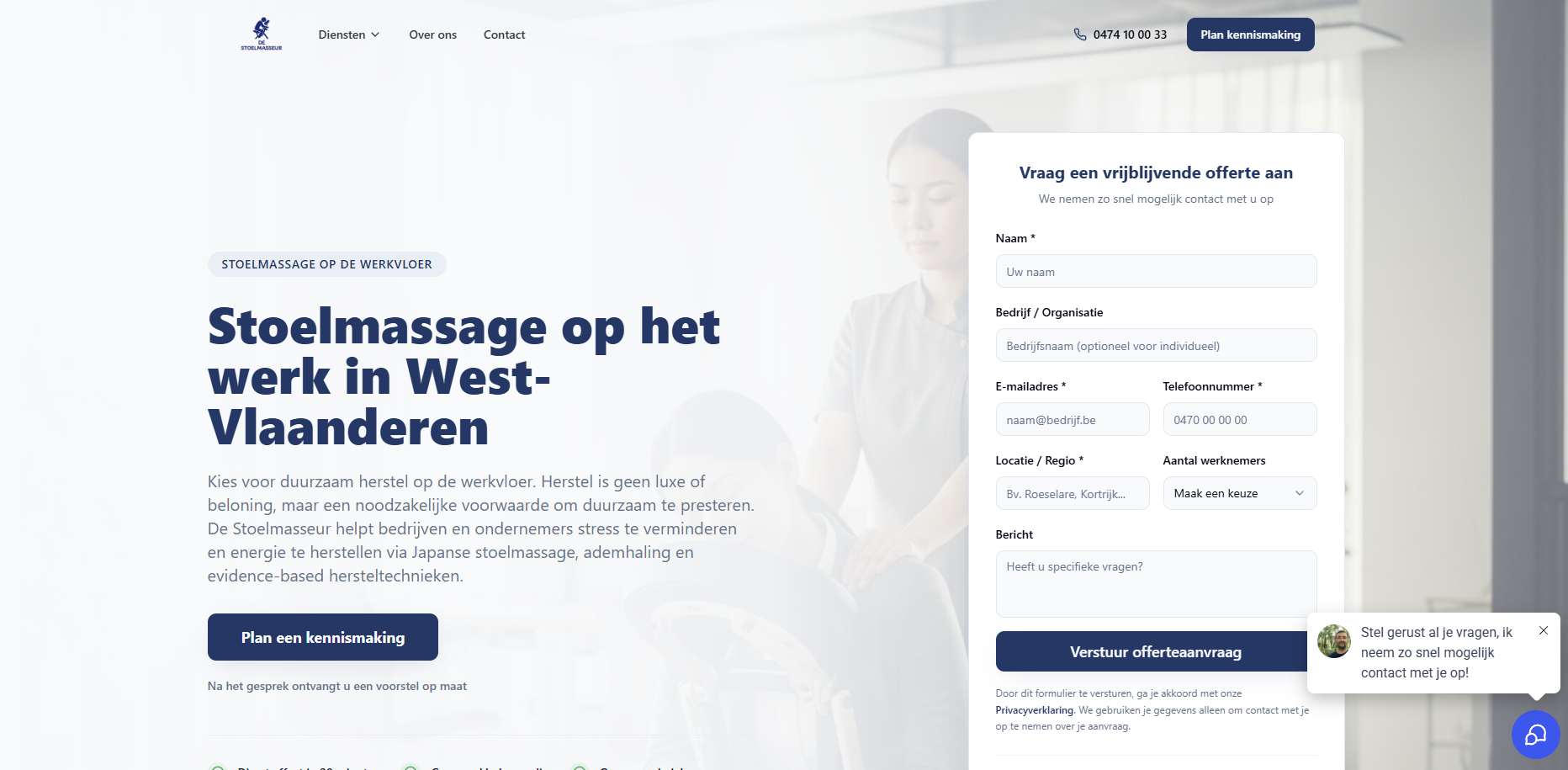 Conceptwebsite voor Stoelmassage: De Stoelmasseur