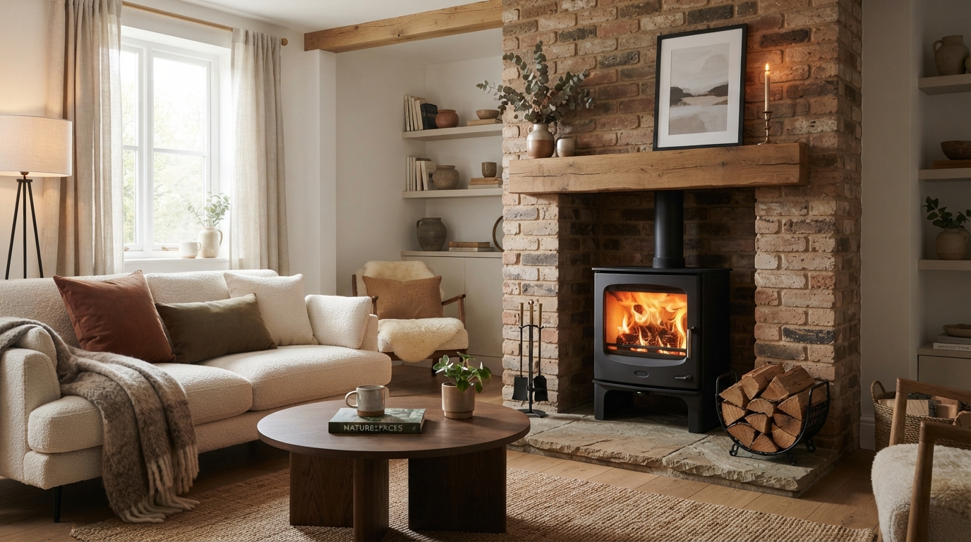 Bespoke wood burner stove installation in a Lymington, Hampshire home by Ablaze Fireplaces