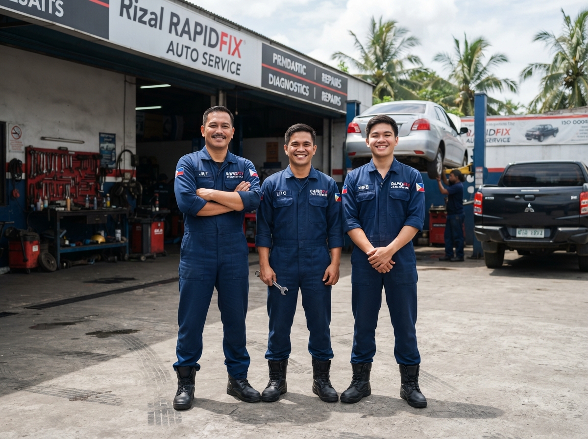 Filipino auto mechanics at Pinoy Auto Garage Dubai