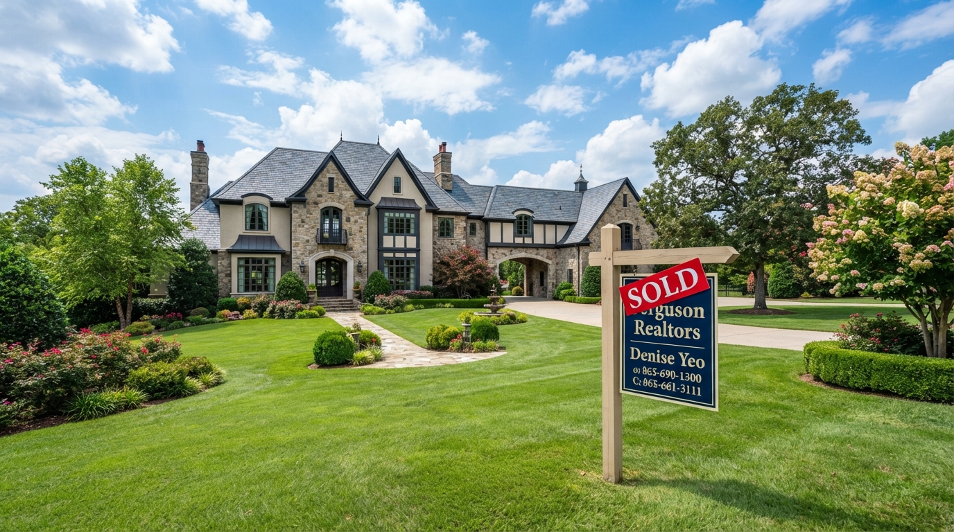 Luxury estate on a large lot with a SOLD sign — Ferguson Realtors, Denise Yeo