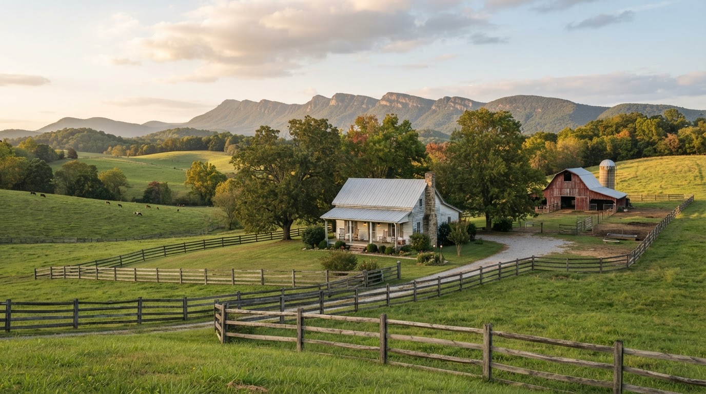 Rural and residential landscape near Gibbs and Corryton in Northeast Knox County.