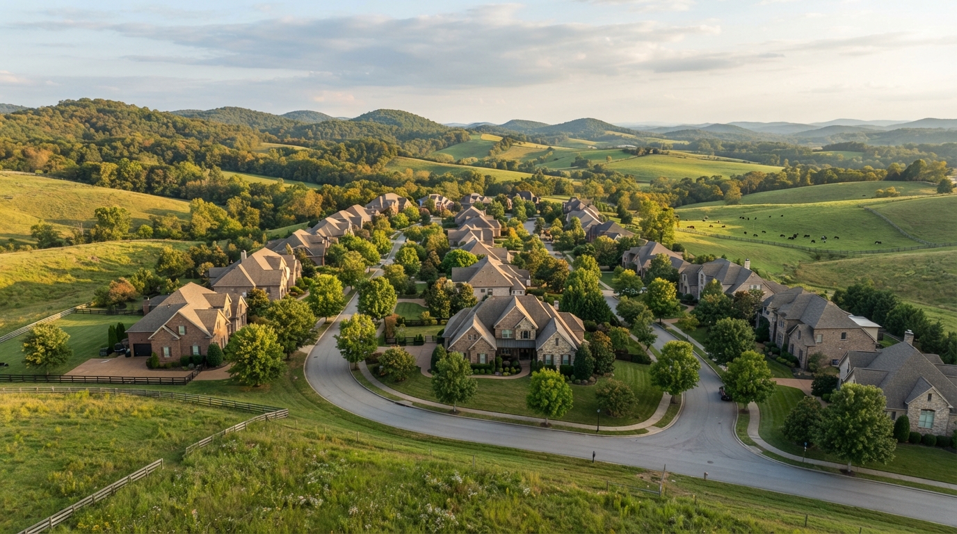 Homes and rolling terrain in the Hardin Valley area of West Knox County.