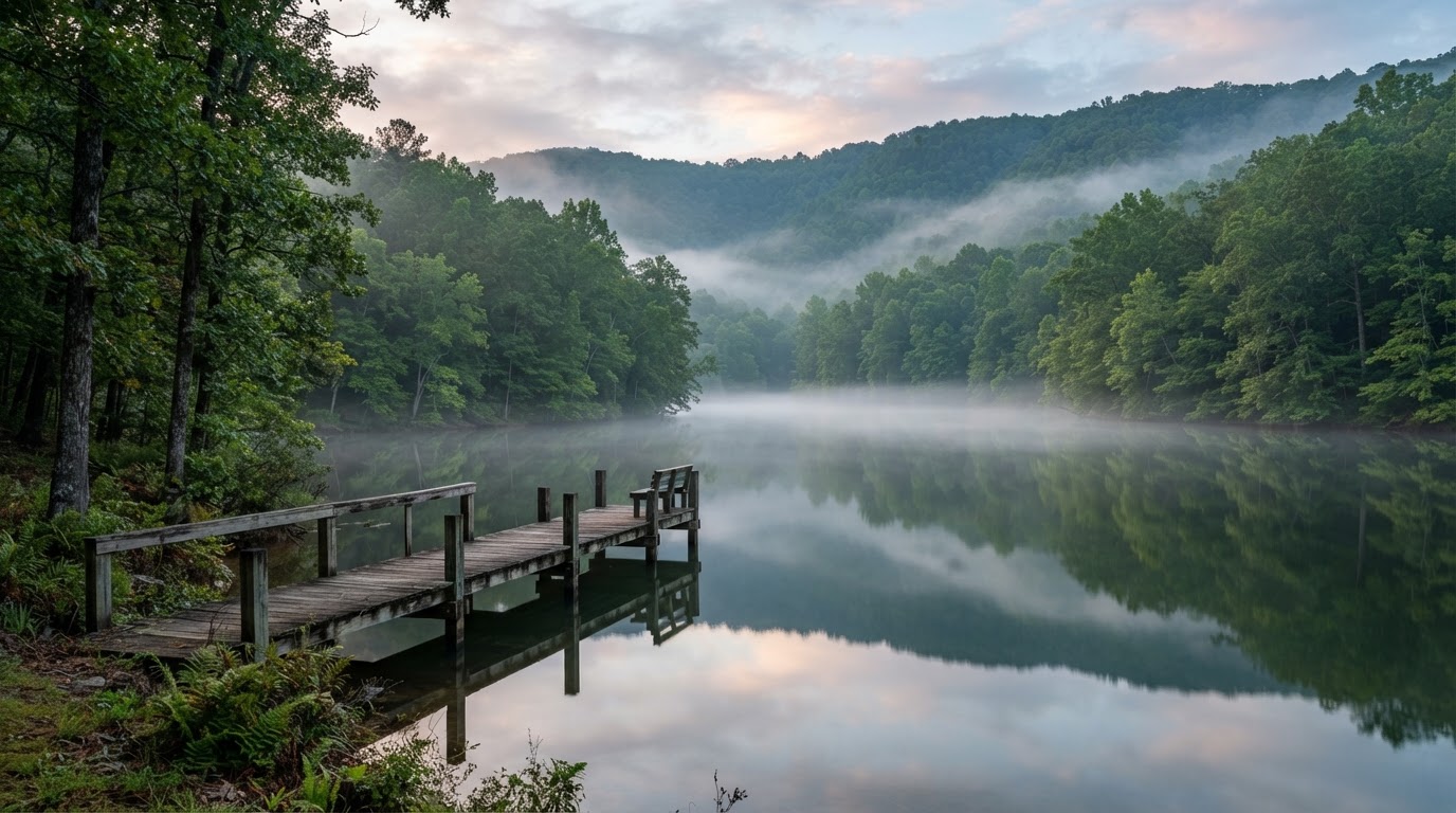 Quiet Norris Lake inlet at Big Ridge State Park in Union County, Tennessee.