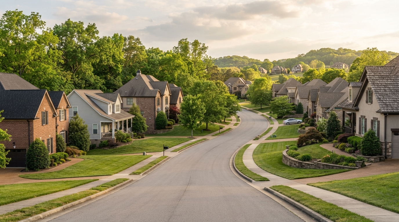 Established suburban homes with mature trees and rolling terrain in Northwest Knox County, Tennessee.