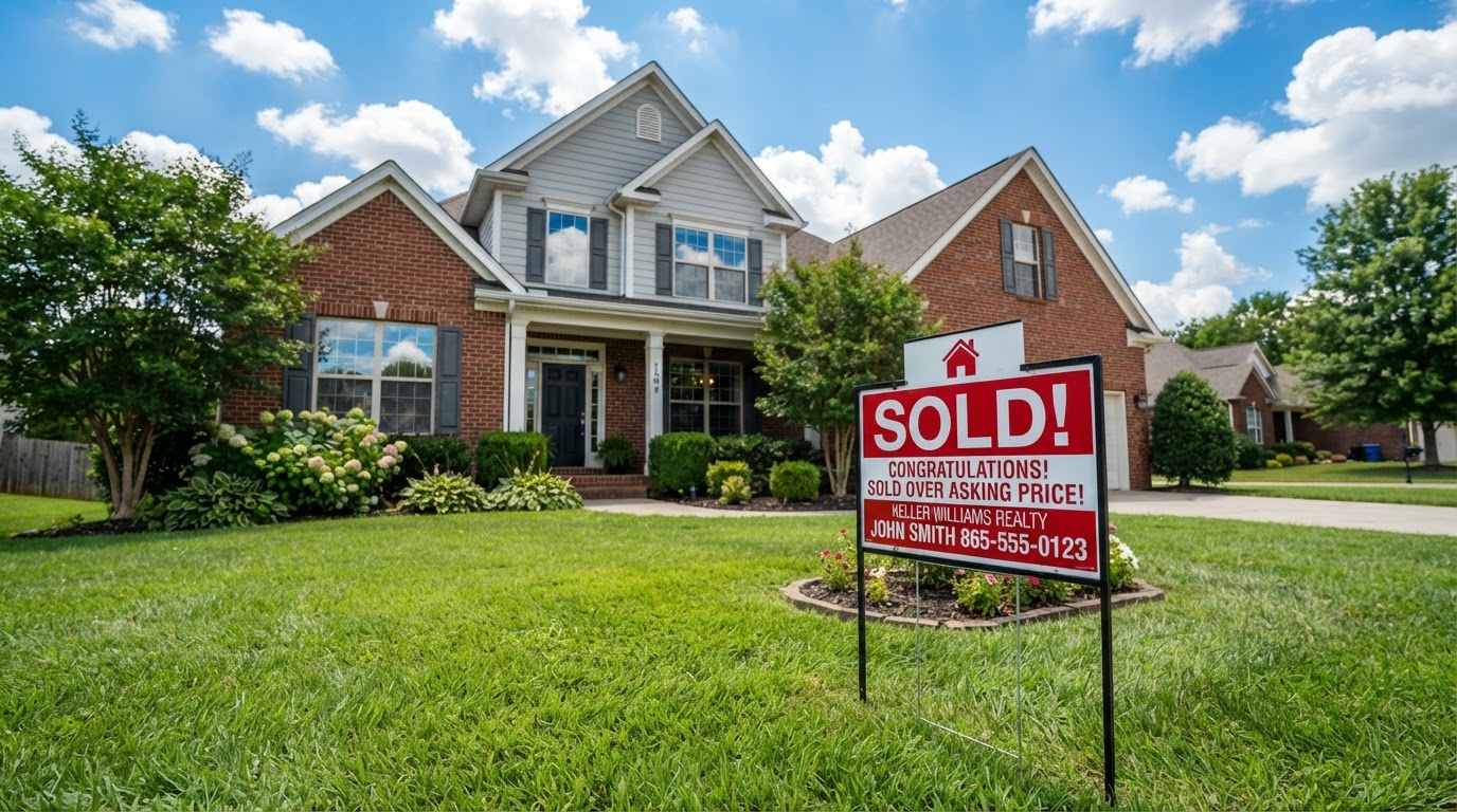 SOLD sign in the yard of a Knoxville home
