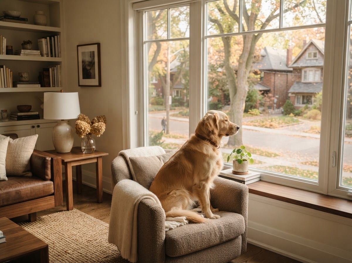 Golden retriever at home in Bucks County