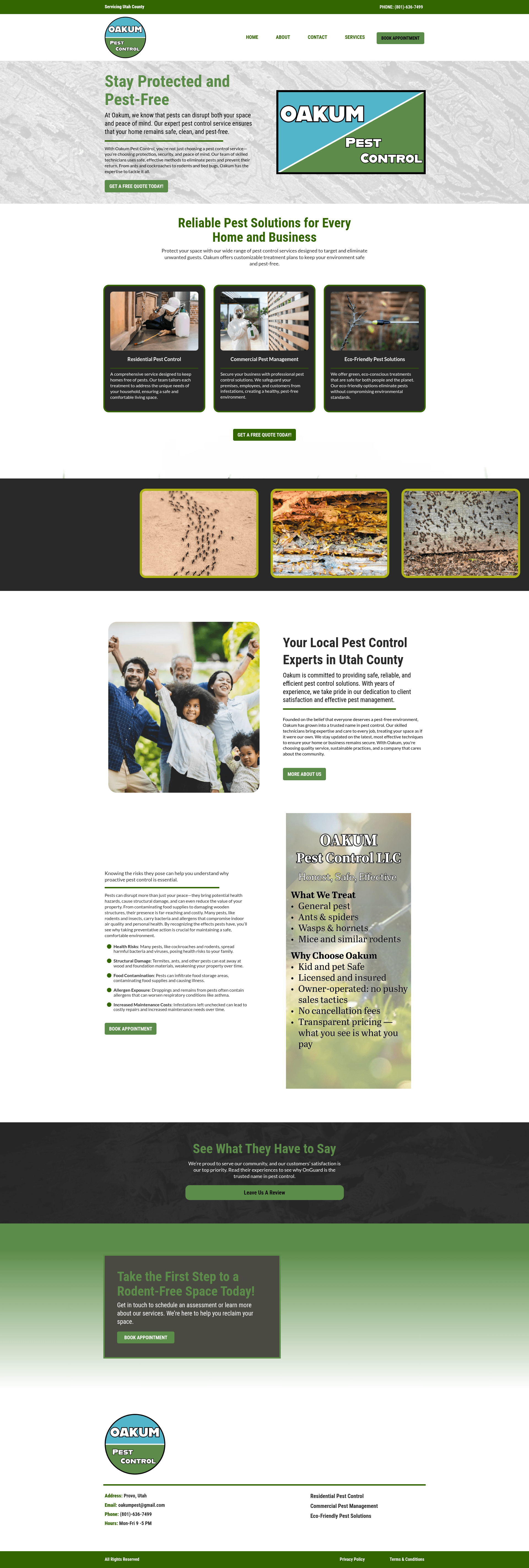 Oakum Pest Control website screenshot