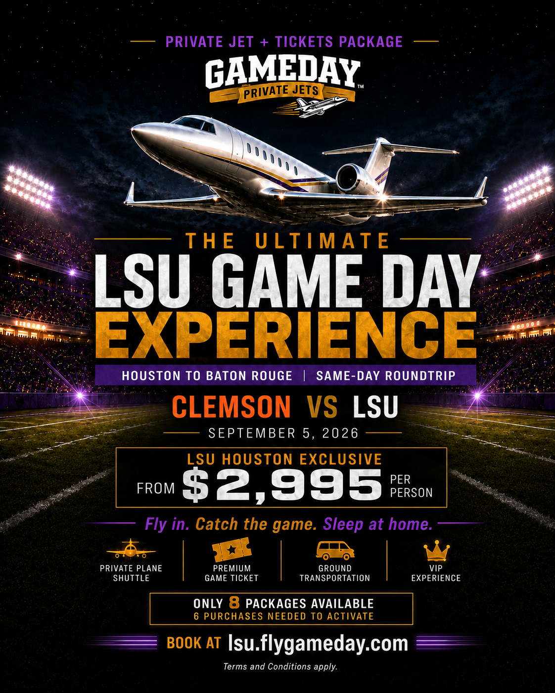 The Ultimate LSU Game Day Experience Shuttle Flyer