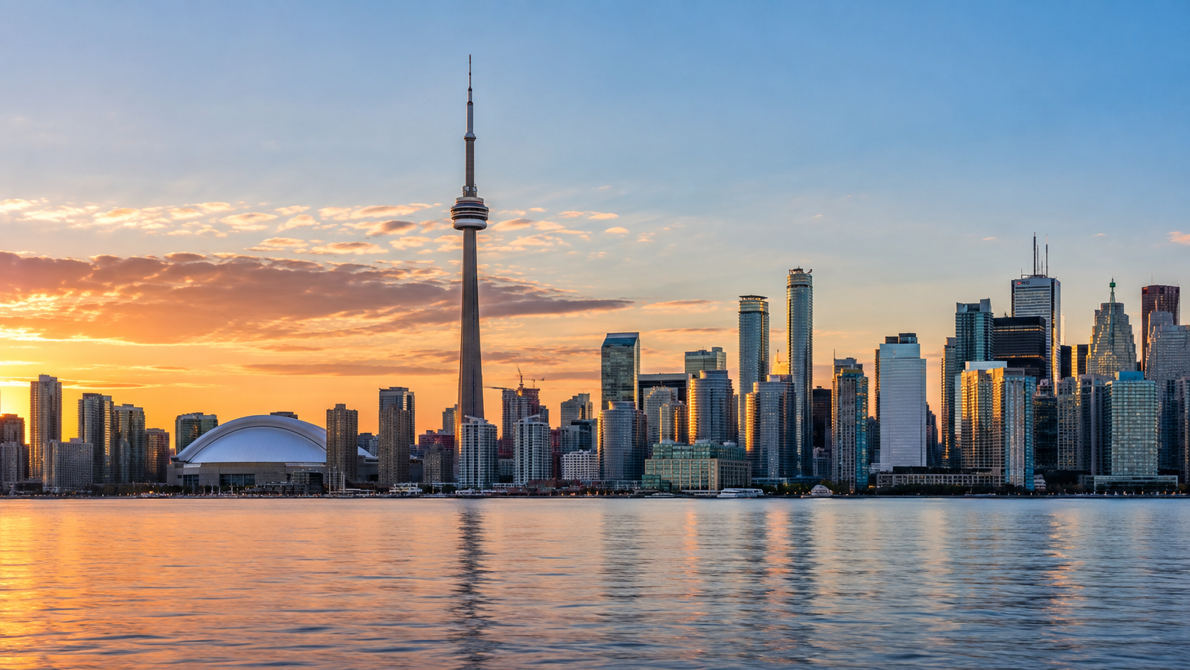 Toronto skyline at dusk
