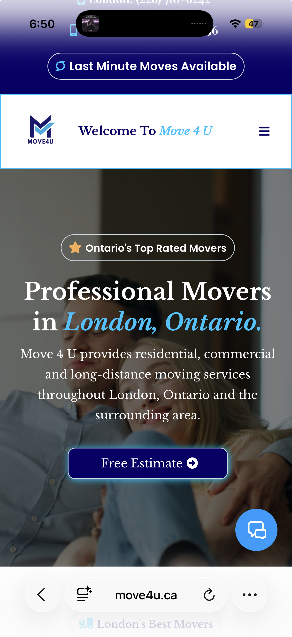 Move 4 U mobile website designed by AdLynk