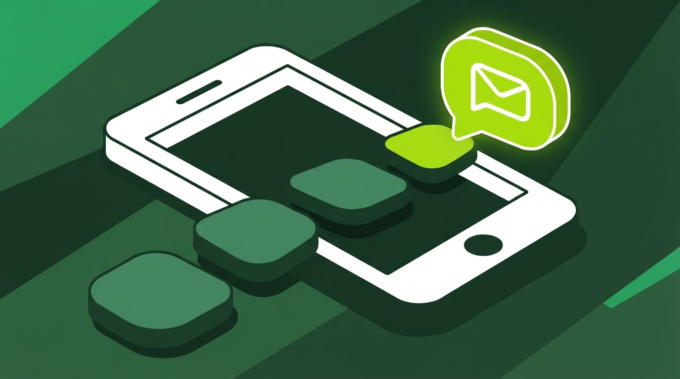 Illustrated phone with stepping stones leading to a contact bubble