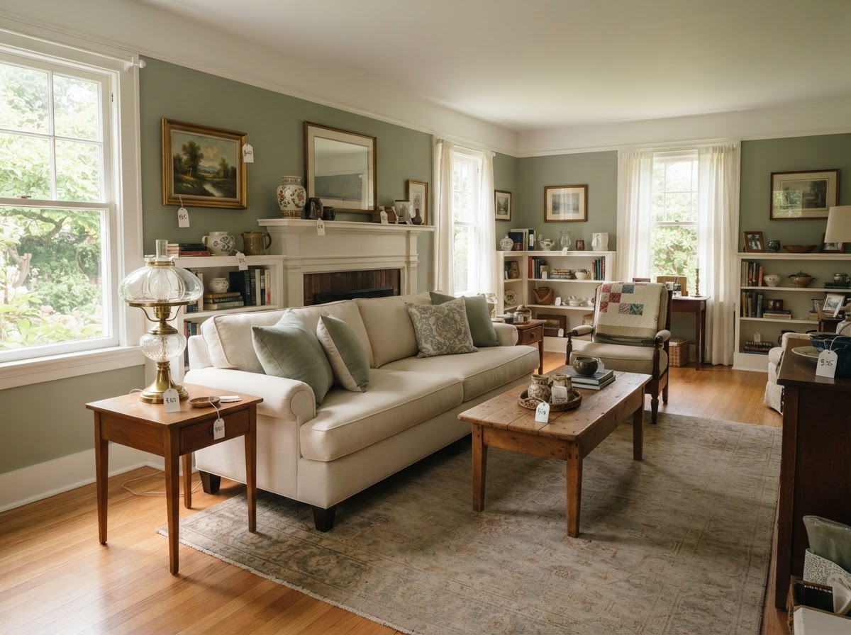 A clean, welcoming home interior staged for an estate sale