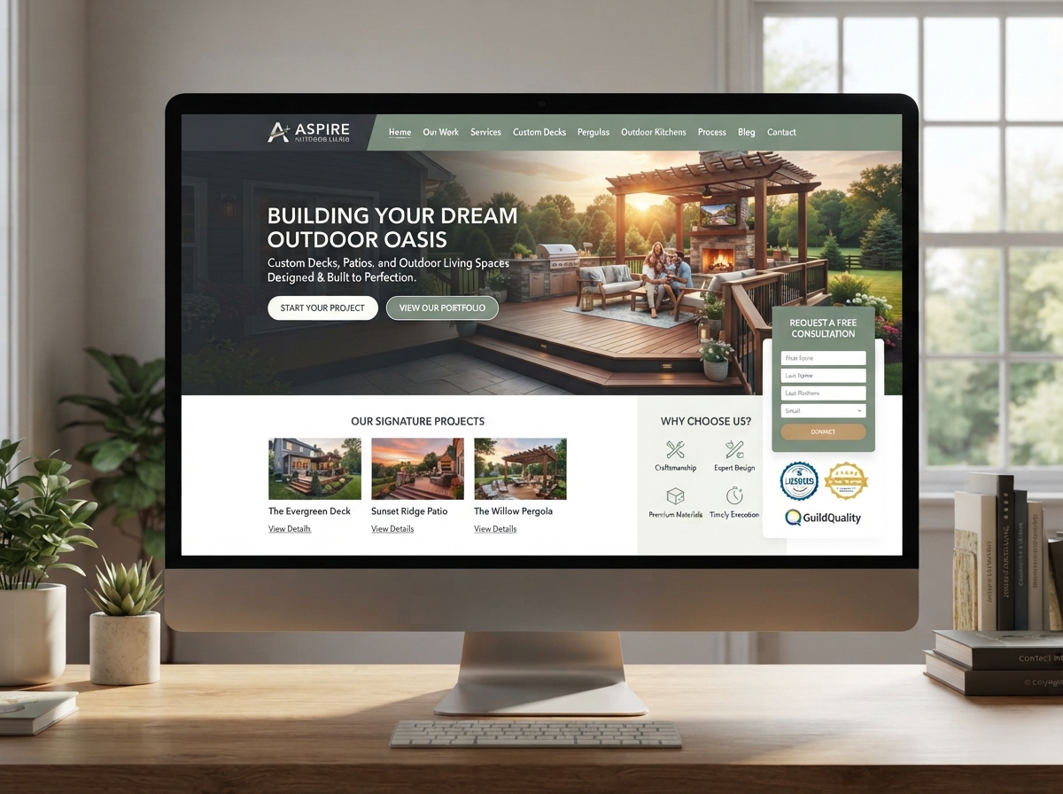 Outdoor Living & Decks website design example