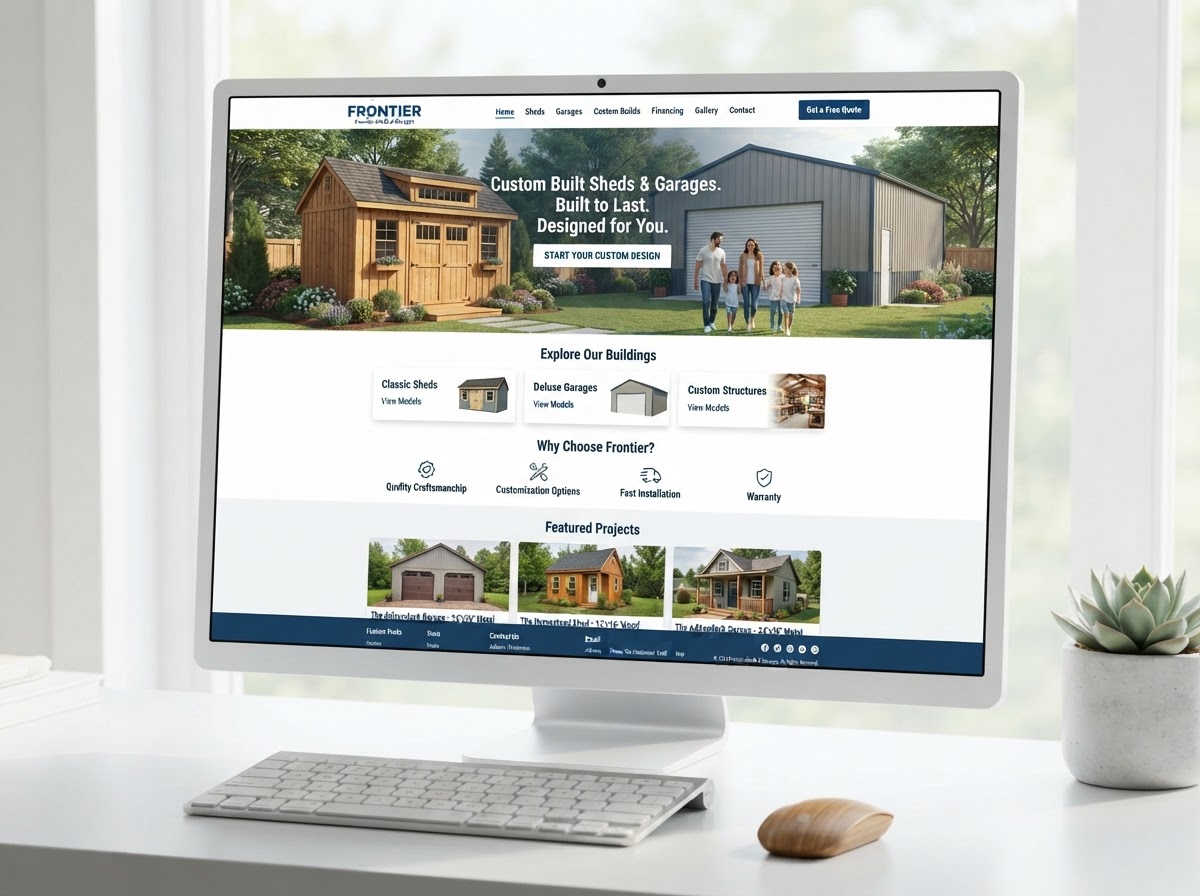 Shed Dealers & Garages website design example