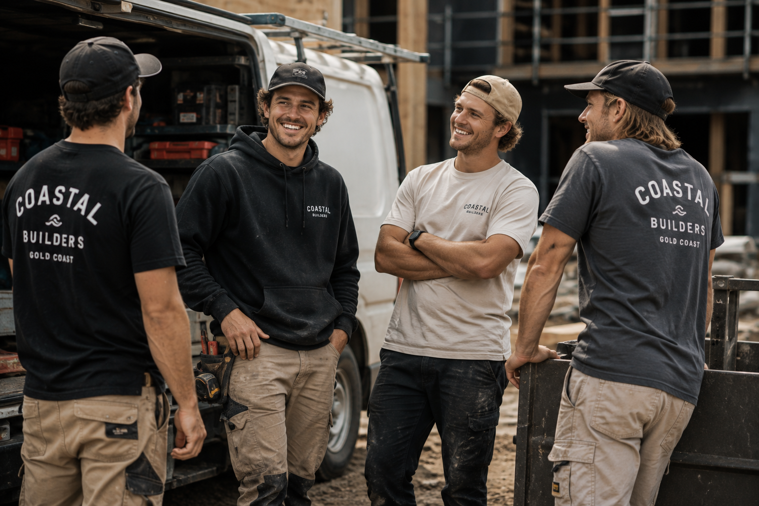 Custom trade and workwear apparel printed by Screenlab — branded tees and hoodies for tradies and construction crews