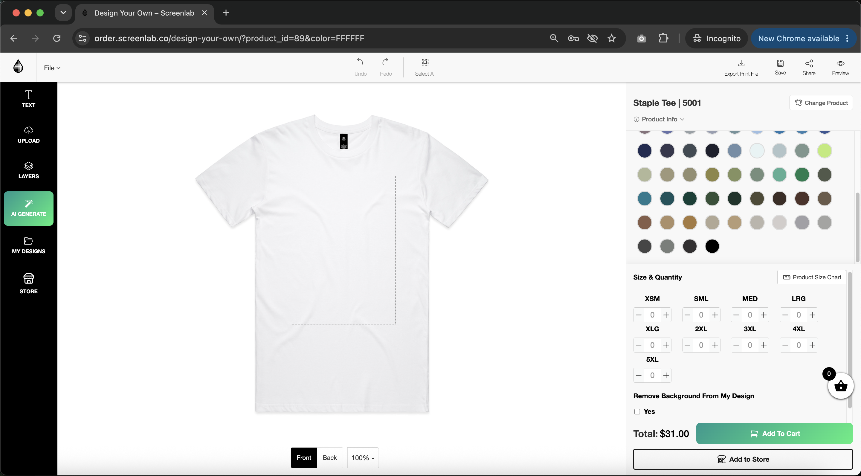 Screenlab Product Designer - Upload logos, add text, choose colours, and preview on real product mockups