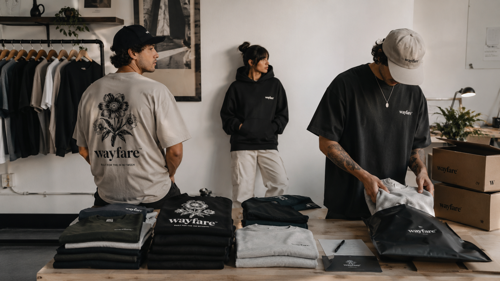 Custom brand and merch apparel printed by Screenlab — small-batch drops and restocks for clothing brands