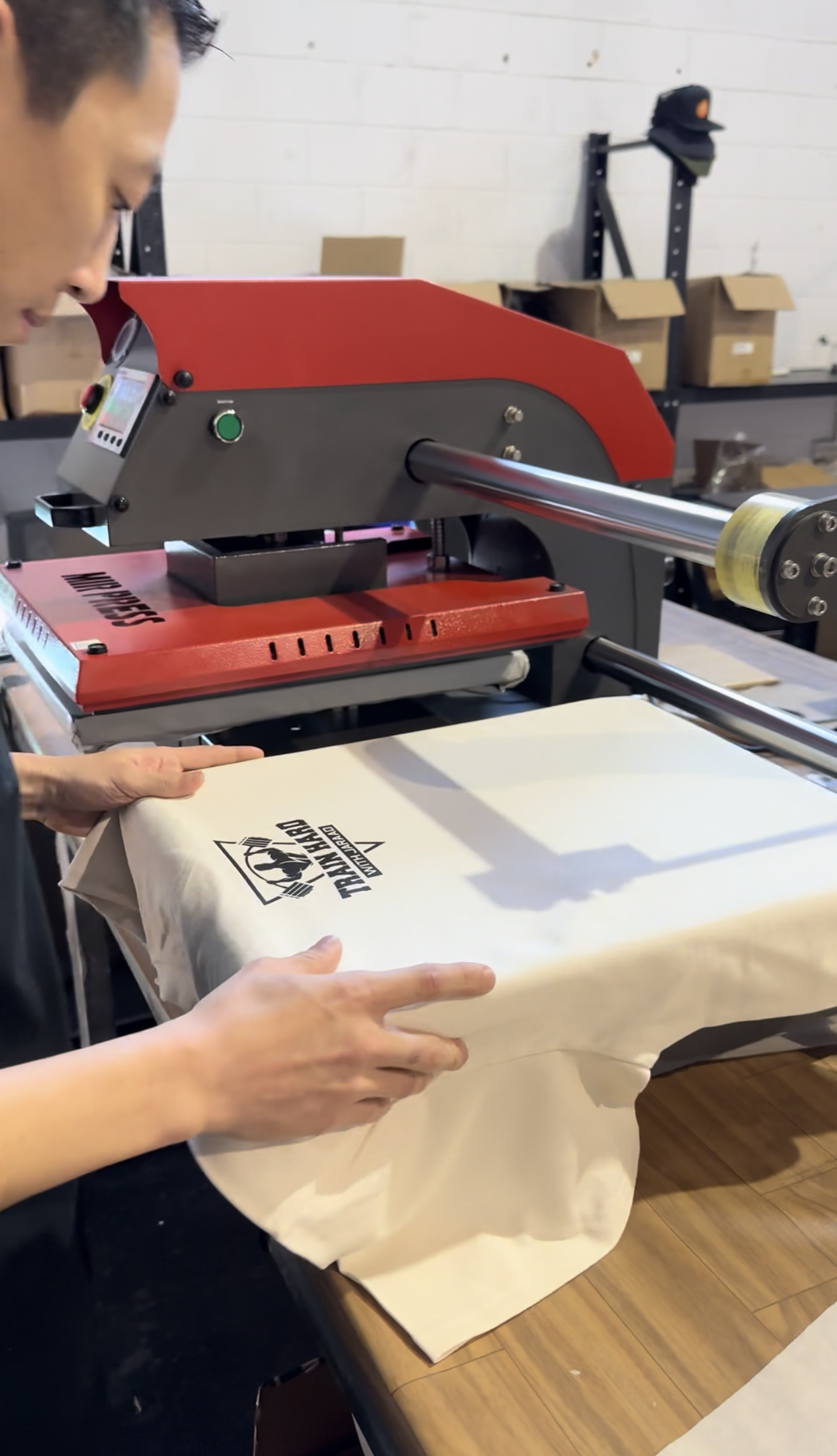 DTF Heat Press in Action — Screenlab custom t-shirt printing