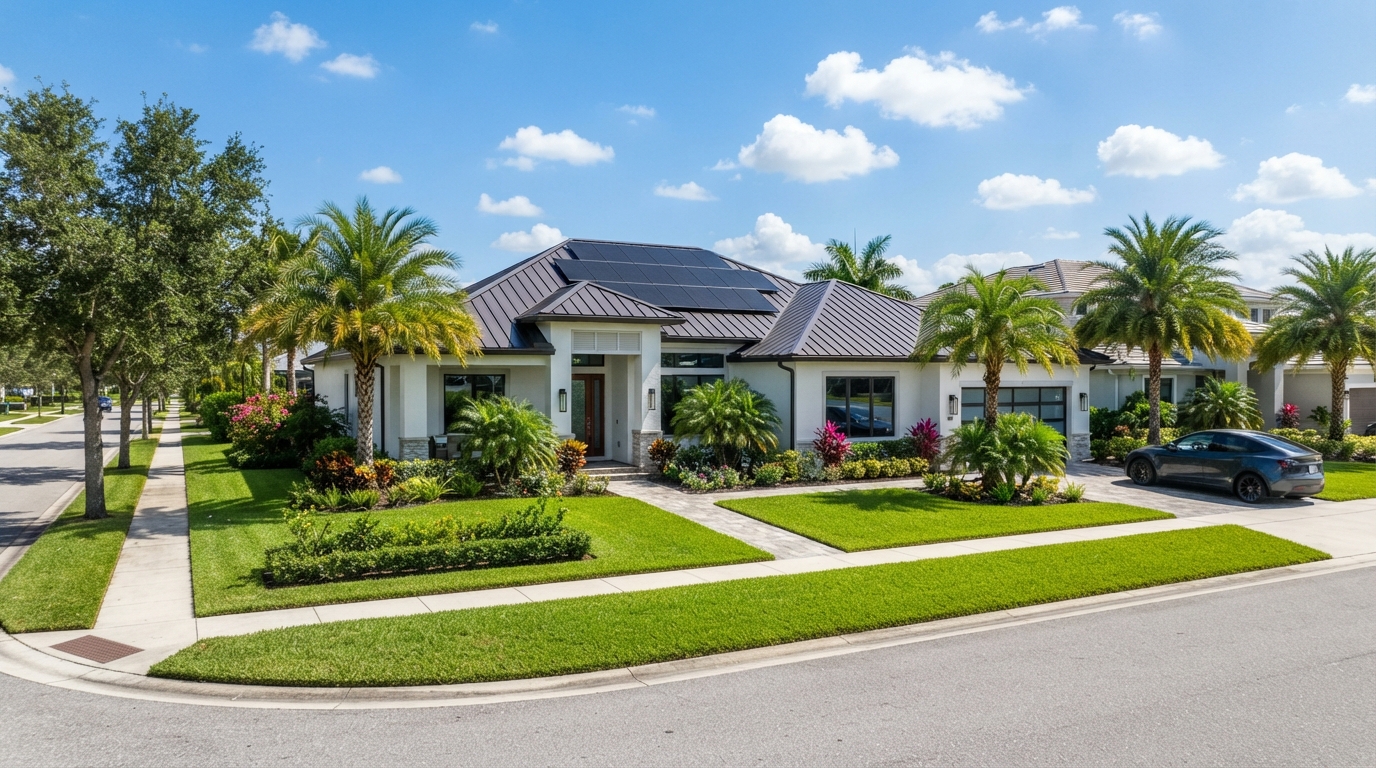 Beautiful Florida home with solar panels in Tampa Bay neighborhood