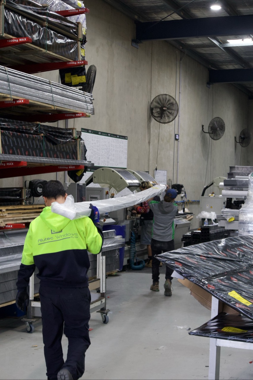Alutec Windows Ingleburn manufacturing plant and CNC fabrication team