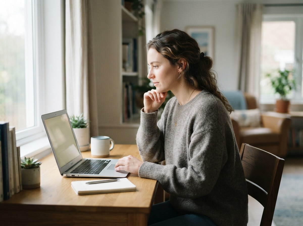 Person reviewing immigration case information on a laptop