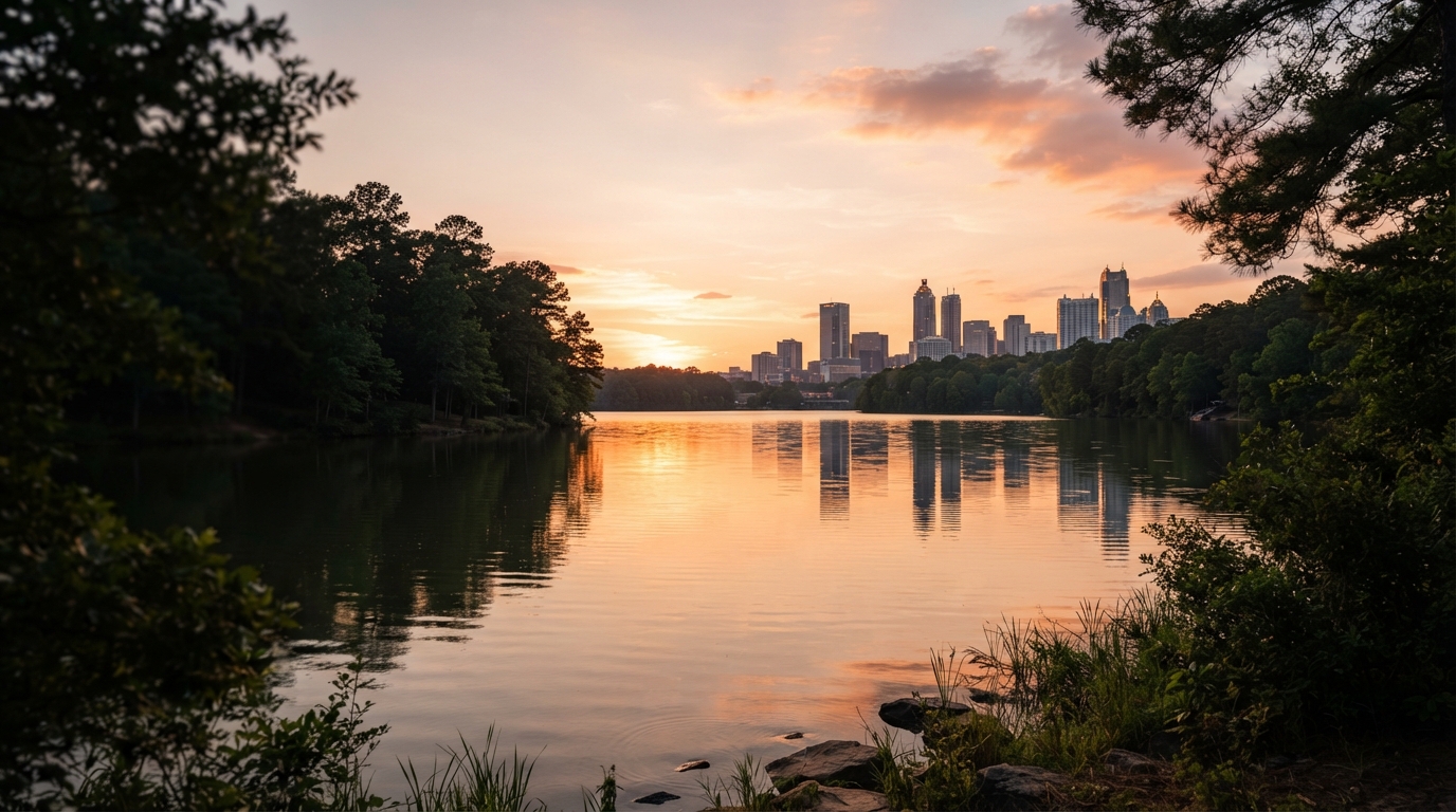 Skyline de Atlanta, Georgia, donde Amistad Bail Bonds ayuda a las familias con fianzas de inmigración