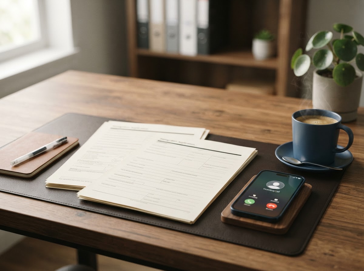 Documents and phone ready for an immigration bond application