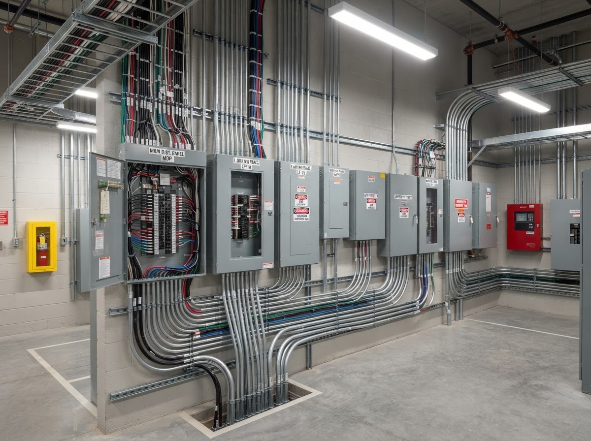 Albert J Electric professional electrician working on commercial electrical systems in Miami