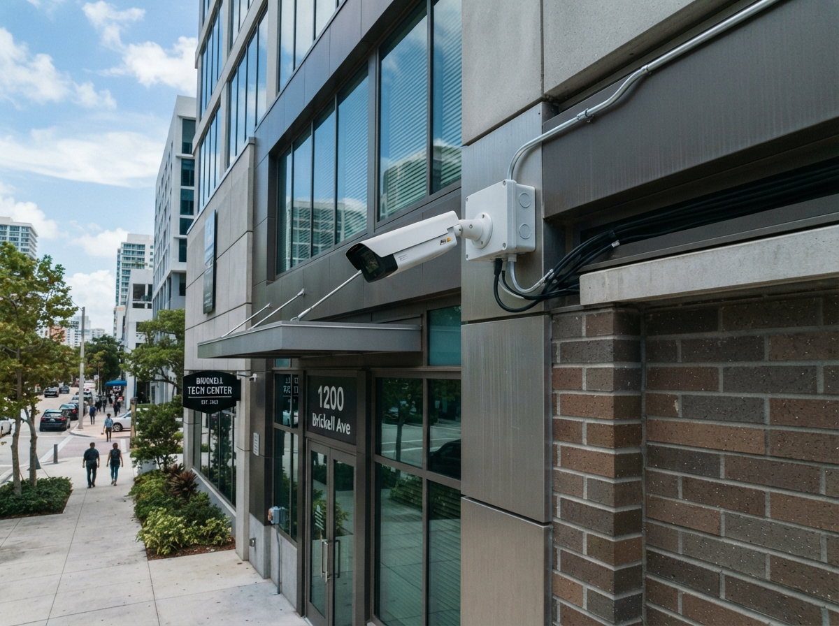 Security camera CCTV installation on a commercial building