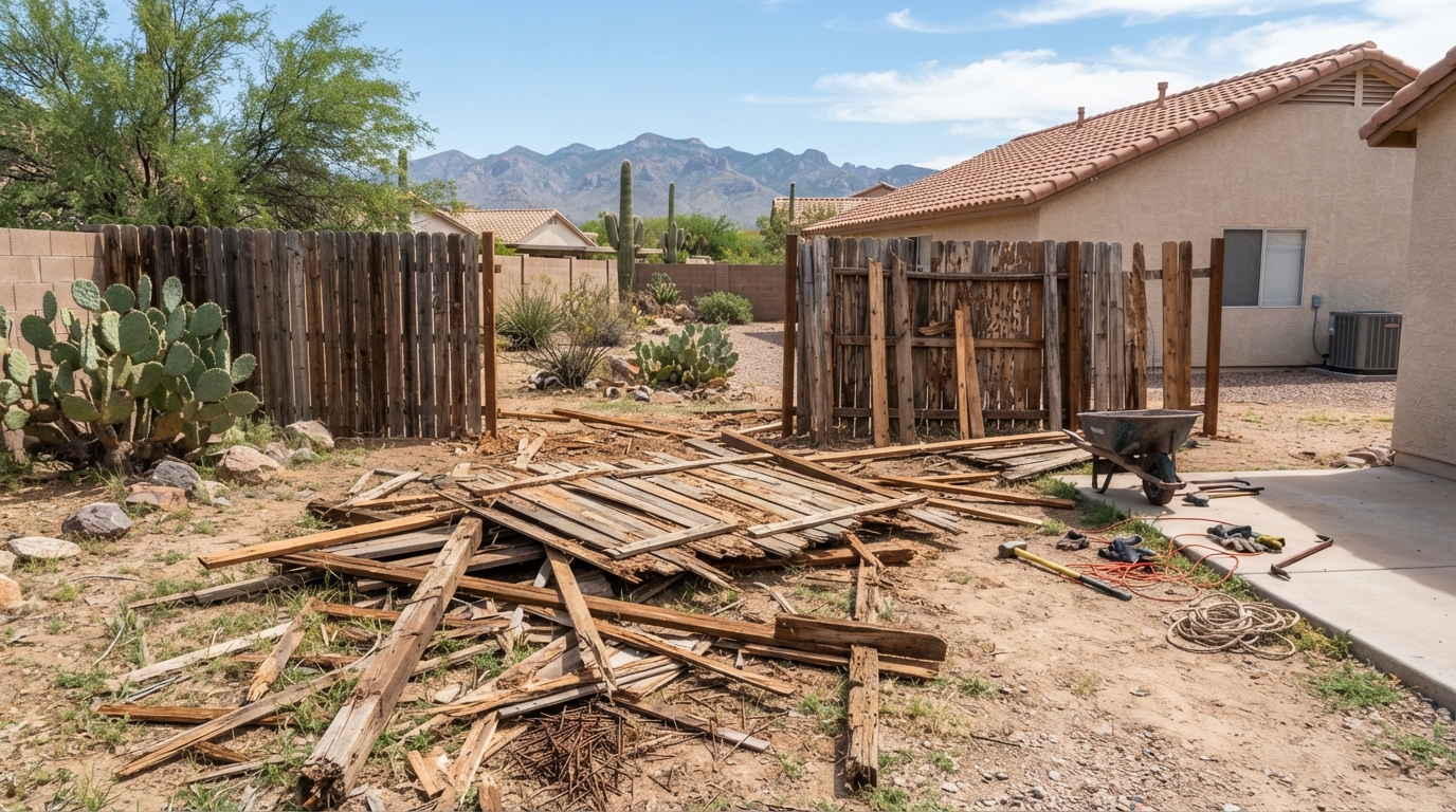 Fence Removal — AZ Sandstorm junk removal service in Tucson, AZ
