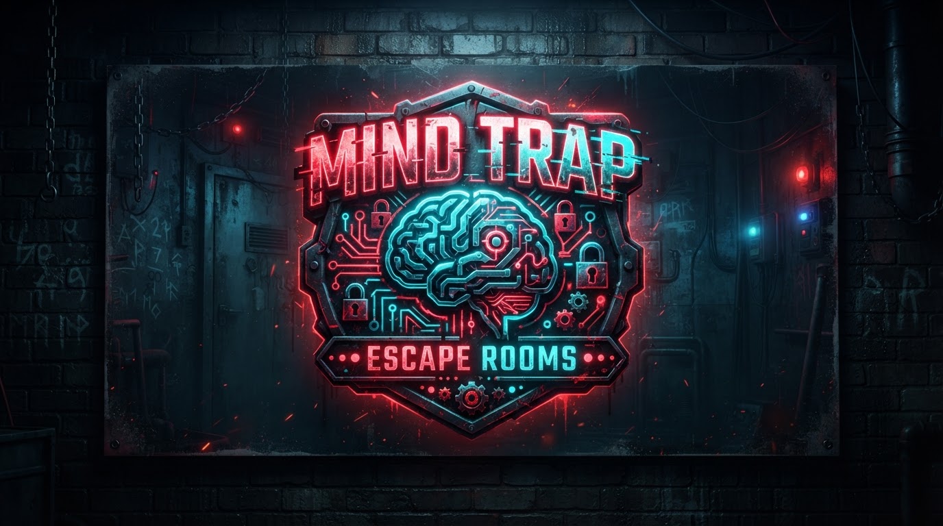 Mind Trap Escape Rooms logo at Massacre Haunted House complex in Montgomery, Illinois