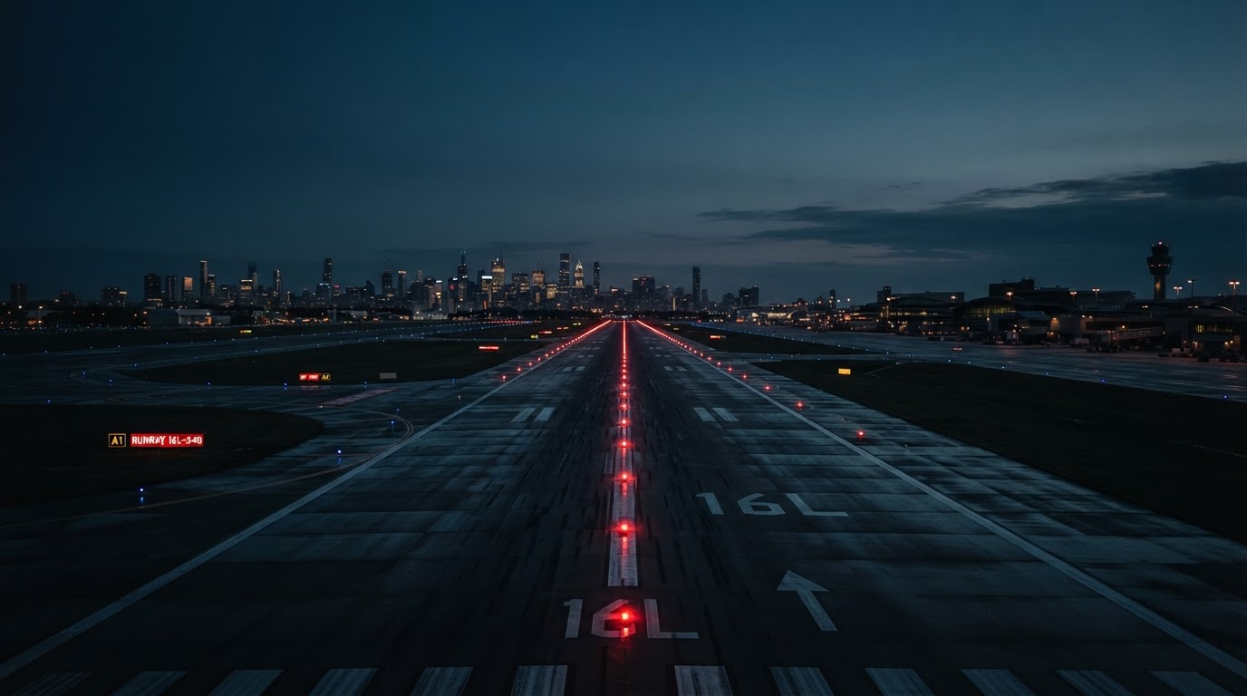 Runway at sunset
