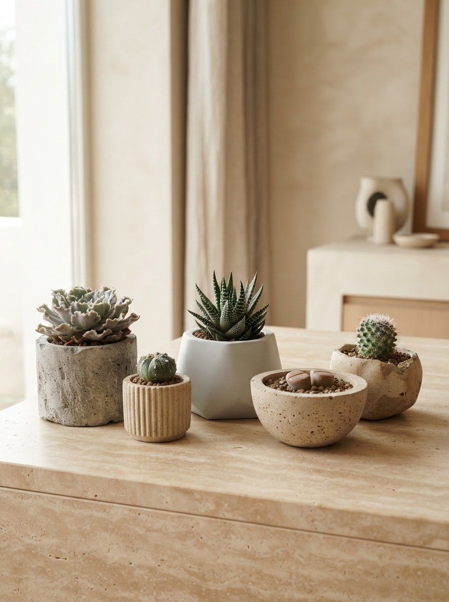 Matera de cemento para suculentas y cactus CMENTO
