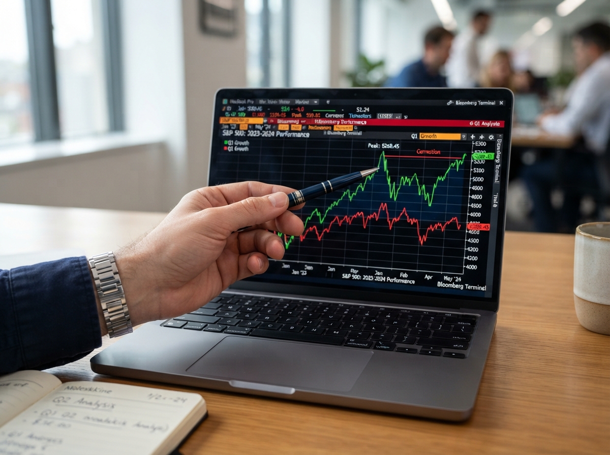 Person analyzing financial charts on a laptop.