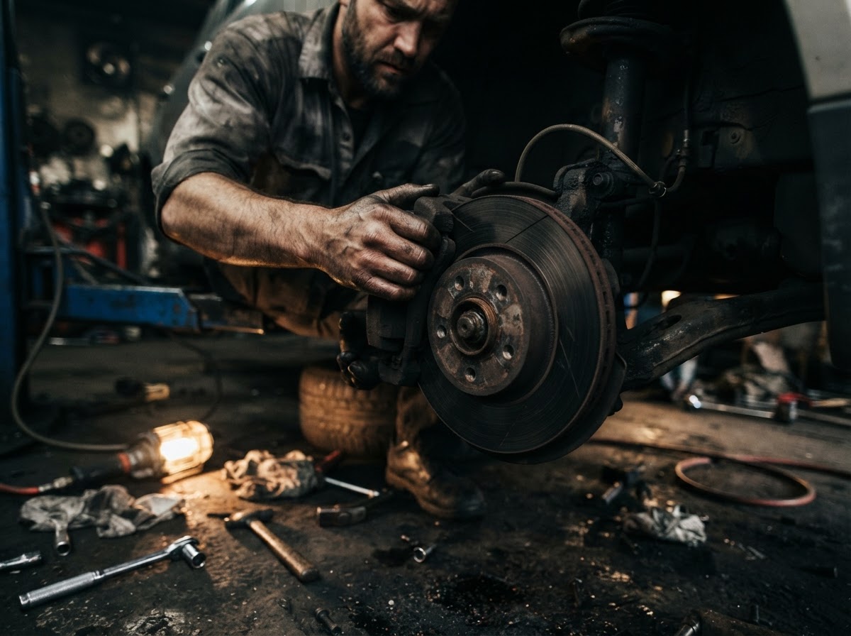Brake service at Stone Automotive shop in Griffin