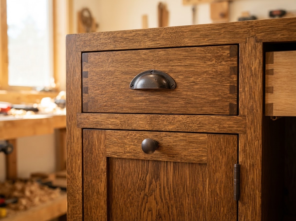 Custom cabinetry with stain-grade wood finishing
