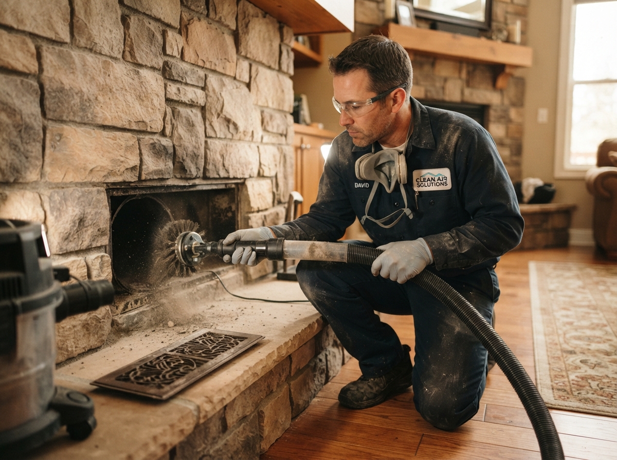 Professional cleaning an HVAC air duct system